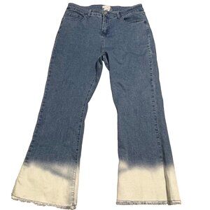 Mud Pie Lottie flare blue jeans ombré tie dye Women's L Large cropped fray
